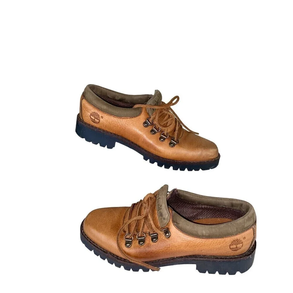 Timberland Brown Womens Size 5.5M Pebbled Leather Chukka Boots Italy - Picture 4 of 6